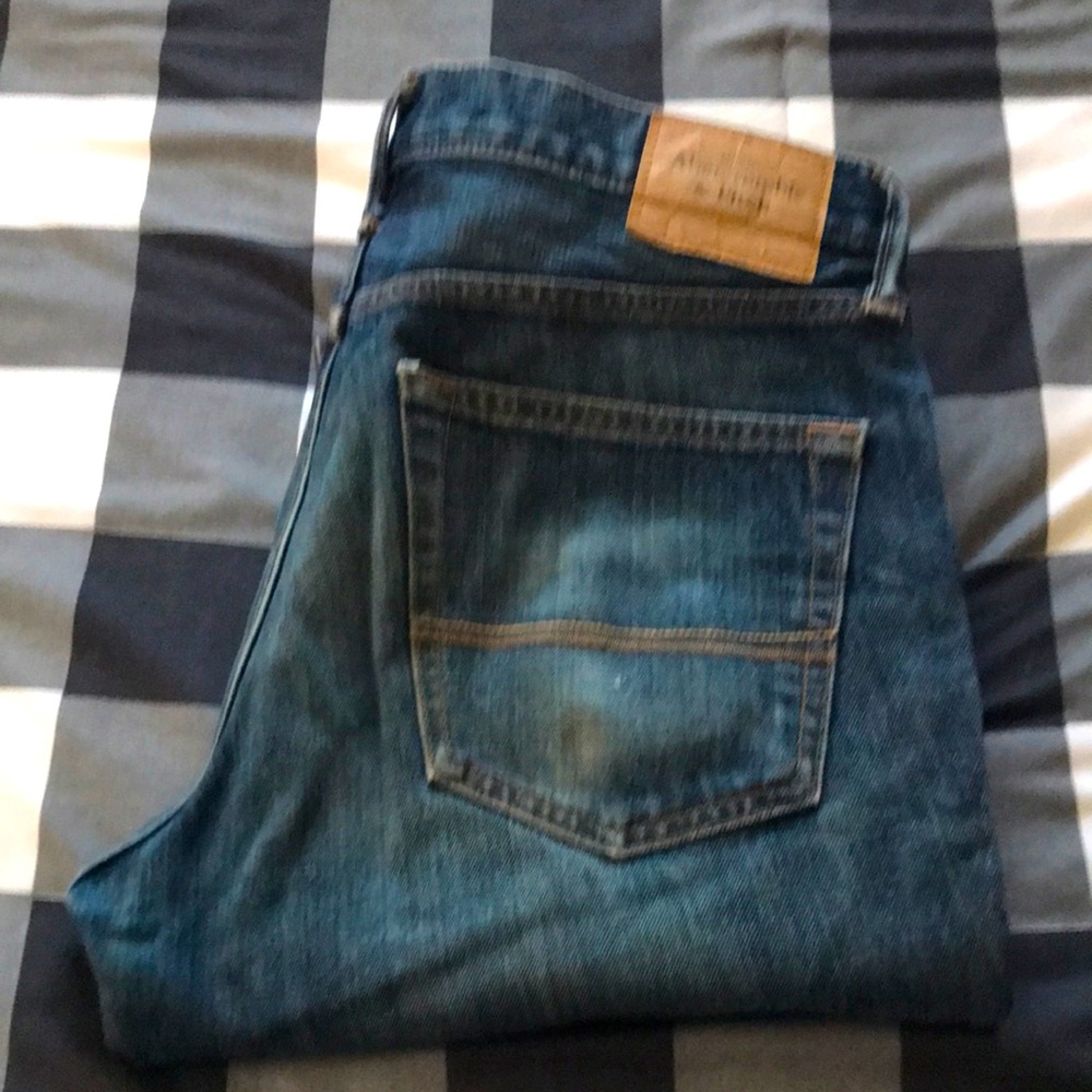 Mens ABERCROMBIE & FITCH Button Fly STRAIGHT Leg Jeans Sz 32 x 34 - Picture 2 of 12